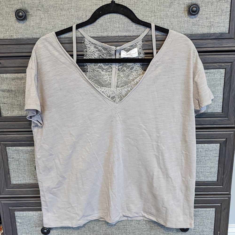 XS Mustard Seed Short Sleeve Lace Top - Picture 1 of 2